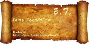 Bums Teodóra névjegykártya